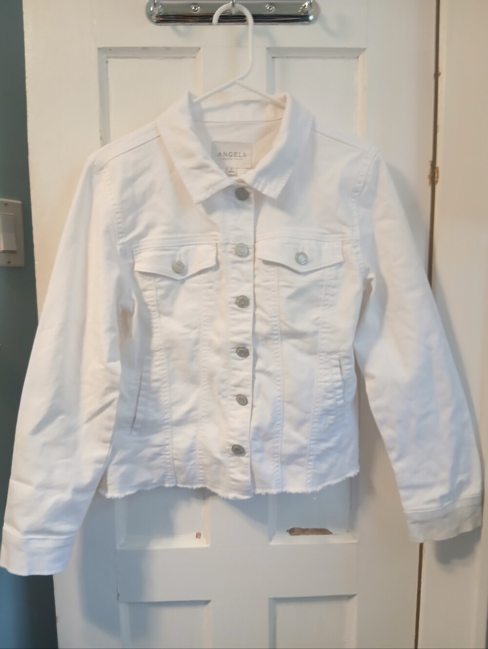 Small Womens Jean Jacket White Angel's Forever Young Clothing